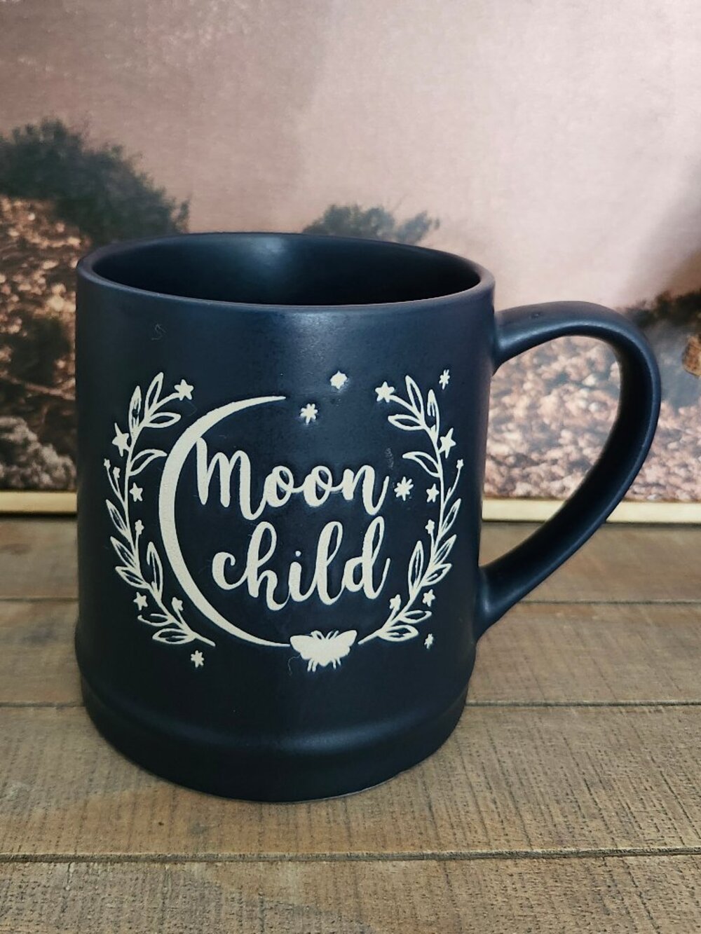 Stay Wild Moon Child Coffee Tea Mug Cup Dark Blue & White 18 Oz Whimsy Celestial